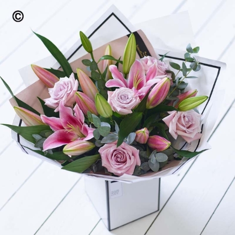 Beautifully Simple Pink Rose & Lily Tie